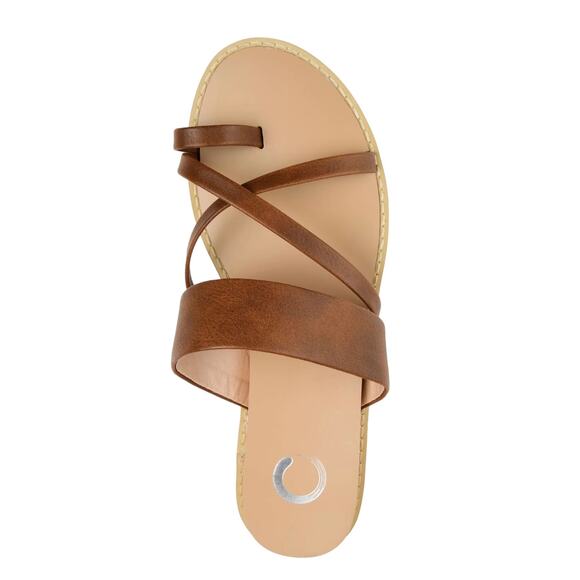 Journee Women's Eevie Toe Ring Sandals Brown Size 6 1/2 - Picture 3 of 4